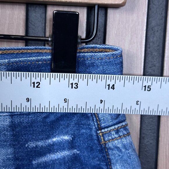 American Eagle Jean Shorts 4 Womens Blue Cut Off Vistage Festival High Rise - Picture 3 of 8